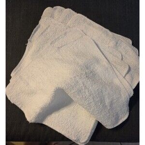 Eight Unbranded 12"x12" White Washcloths 100% Cotton Soft Absorbent